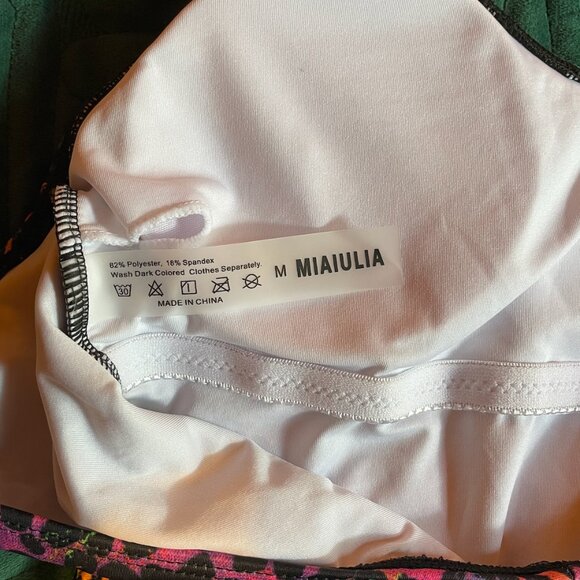 MIAIULIA Women's Retro 80s/90s Inspired High Cut Low Back Padding One Piece M - Picture 4 of 8